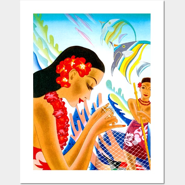 Woman Wearing Flowers, Island Vacation & Holiday 1930s Wall Art by rocketshipretro